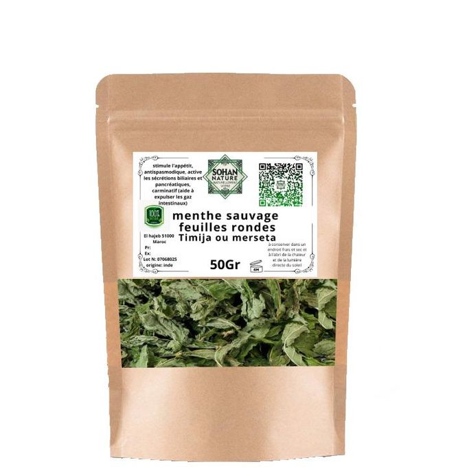 Menthe Sauvage à Feuilles Rondes ( merseta, Timija ) (Mentha suaveolens) 50 gr